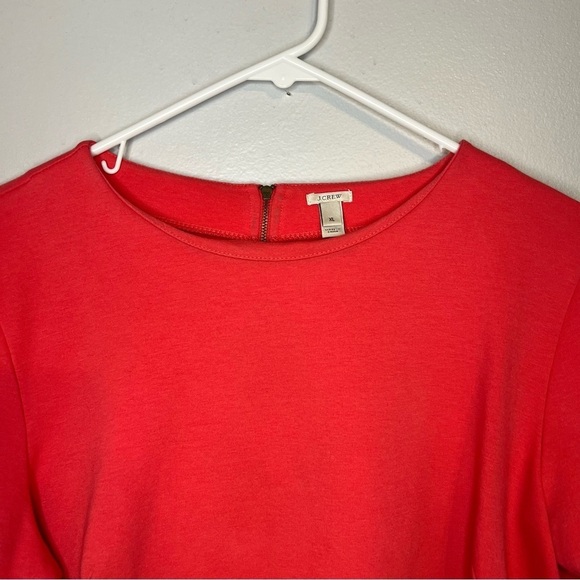 J Crew peplum long sleeve Crew Neck Blouse top Womens Sz M Full Zip Back Office - Picture 2 of 7